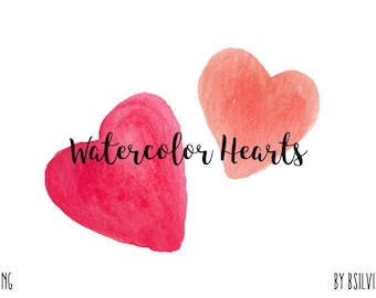 Watercolor Hearts Clip Art, Transparent PNG, Watercolor Clip Art, Watercolor Transparent Clip Art, Hearts Clip Art, Commercial Use