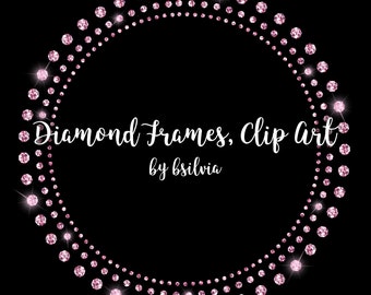 Diamond Frames Clip Art, Diamond Overlays, Glam Frames, Digital Frames, Sparkle Frames Transparent PNG, Diamond Graphic, Rhinestone Frames