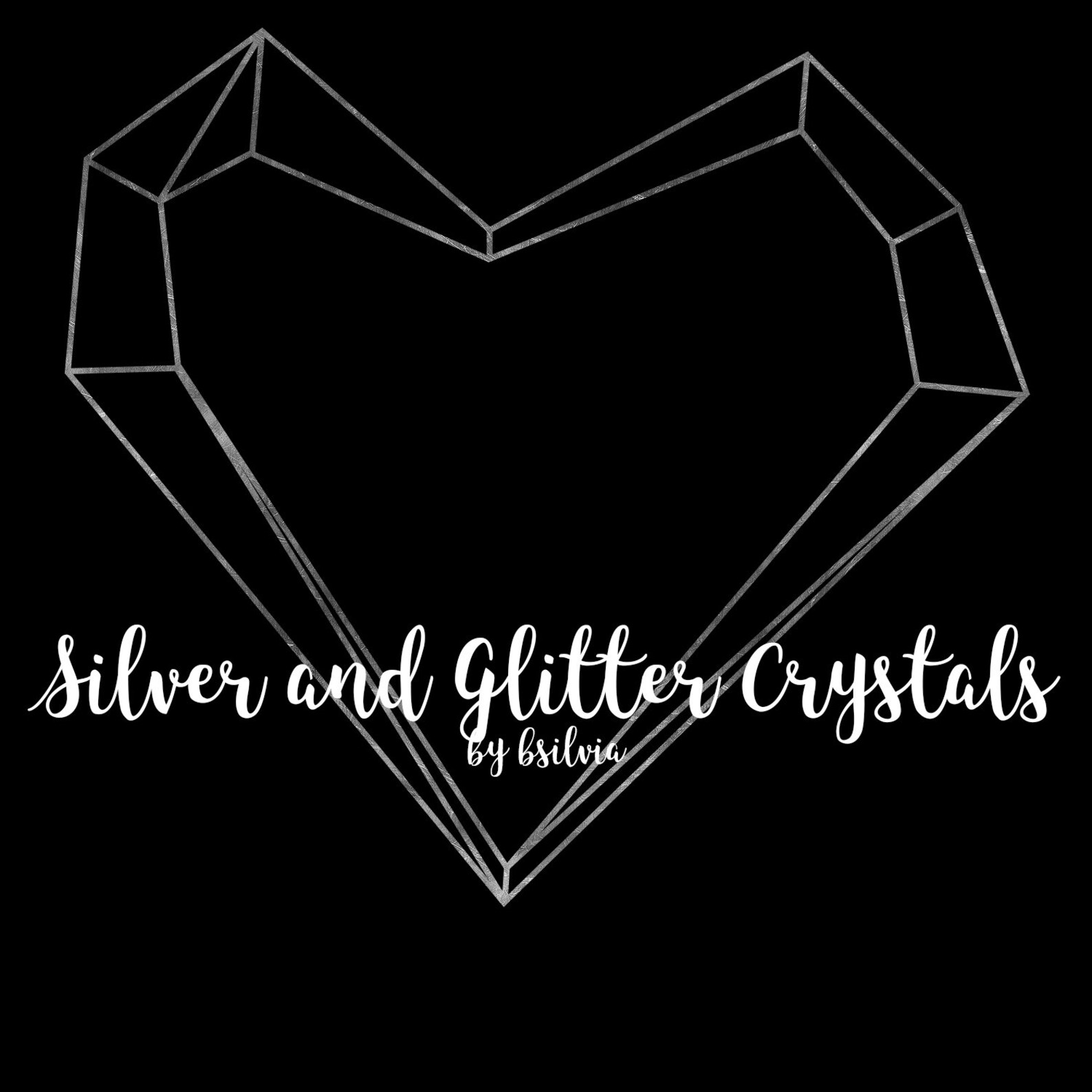 Silver Foil Crystals and Silver Glitter Crystals Clip Art Etsy