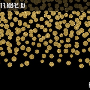 Gold Glitter Confetti Borders Pack, Digital Gold Confetti PNG, Gold Glitter Borders, Sparkly Gold Digital Confetti Borders, Commercial Use