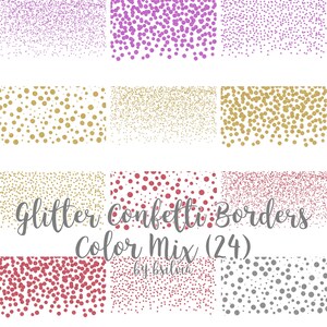 Paquete de bordes de confeti con purpurina, confeti plateado con purpurina PNG, bordes con purpurina, bordes de confeti de oro rosa, bordes de confeti dorado, purpurina rosa