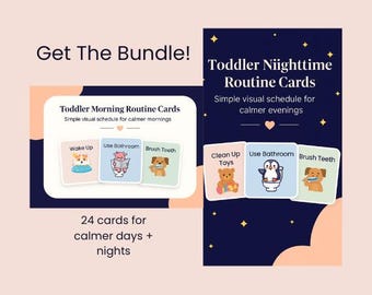Toddler Routine Cards Bundle | Morning & Night Visual Schedule Set | Kids Routine Charts | Gentle Parenting Tools | Printable PDF