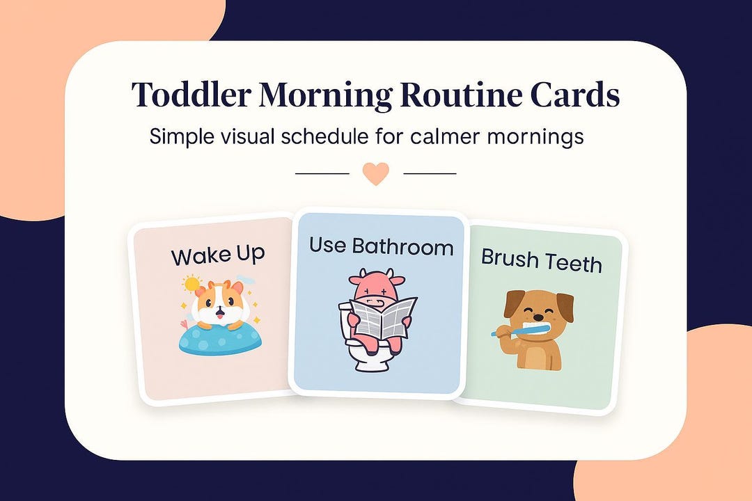 Toddler Morning Routine Cards Printable | Cute Visual Schedule for Kids ...