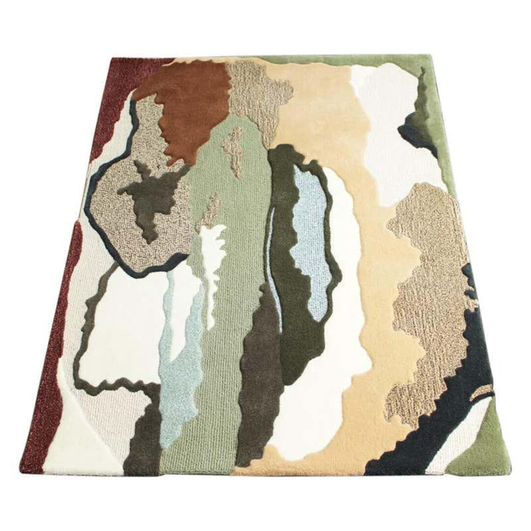 Textured Abstract Hand Tufted Floor Art With Organic Shapes - Etsy