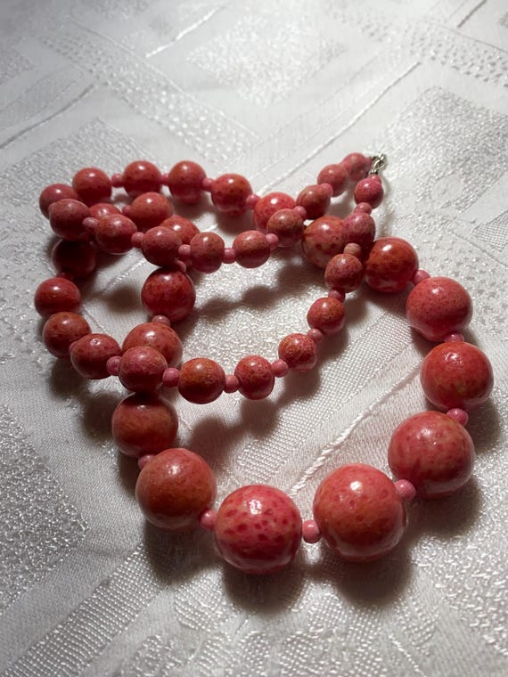 Collier Vintage En Chute D'éponge De Corail - Bijou Ancien, Occasion