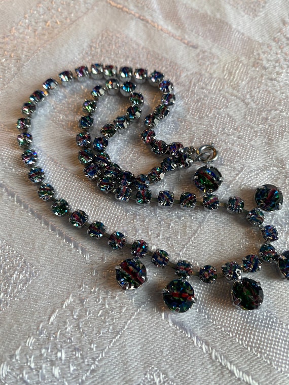 Vintage Iris Glass Diamanté Necklace