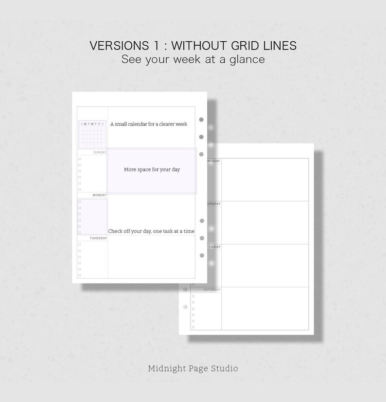Undated Weekly Planner Printable | A5, A4, Half, US Letter Inserts ...