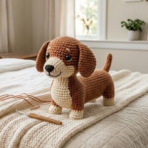 Dachshund Amigurumi Crochet Pattern – Adorable Wiener Dog Plush Toy (PDF)