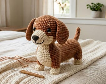 Dachshund Amigurumi Crochet Pattern – Adorable Wiener Dog Plush Toy (PDF)