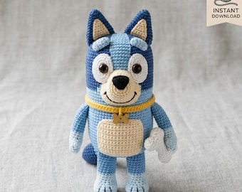 Bluey Crochet Pattern – Amigurumi Dog Plush Toy Tutorial (Digital Download)