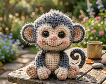 Crochet Monkey Amigurumi Pattern | Cuddly Stuffed Animal Toy PDF