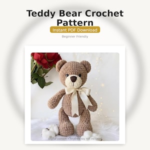 Beginner Friendly Crochet Bear Pattern – Amigurumi Teddy Toy Tutorial (PDF Download)