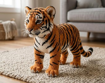 Realistic Panther Crochet Pattern PDF, Black Panther Amigurumi, Lifelike Big Cat Plush Tutorial