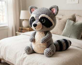 Raccoon Amigurumi Crochet Pattern – Woodland Animal Plush Toy PDF (Instant Download)