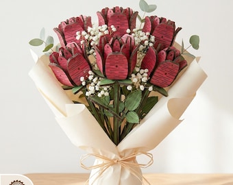 3D Laser Cut Wooden Roses Bouquet SVG, Mother's Day Craft File (Digital Download)
