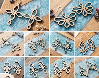 Celtic Knot Earring SVG Bundle, Interlocking Wood Jewelry Laser Cut, Elegant Filigree Dangle Templates