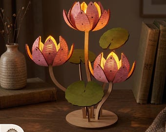 Lotus Candle Holder Laser Cut File, Wooden Lotus Tea Light Template ( Digital Download )