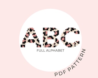 CHUNKY LEOPARD alphabet PDF cross stitch pattern | instant download chart | embroidery | modern | beginner friendly | learn to cross stitch