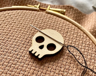 RECYCLED SKULL needle minder magnet for cross stitch or embroidery | needle keeper | accessory | sewing supply