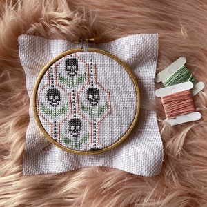 FLORAL SKULL PDF Cross Stitch Pattern Instant Download Chart Embroidery ...