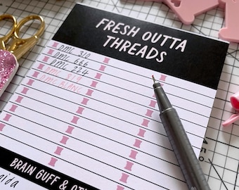 Thread shopping list pad: A6 notepad for embroidery & cross stitch stash organisation