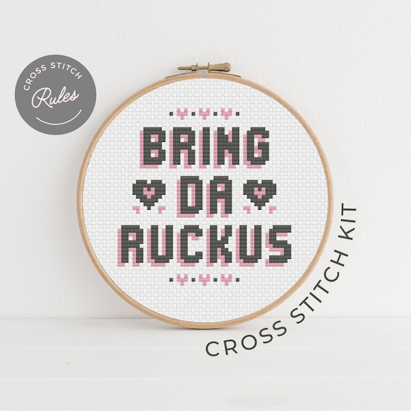 BRING DA RUCKUS 5" cross stitch kit | embroidery | contemporary | modern | beginner friendly