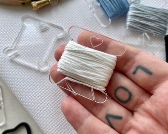 BULK SETS clear acrylic bobbins | floss organiser for cross stitch, embroidery and tapestry threads | budget friendly