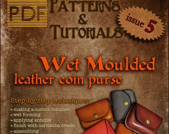 Modèles PDF de modèles de maroquinerie moulé par voie humide, sac porte-monnaie en cuir moulé par voie humide, numéro 5