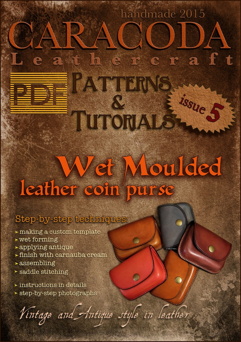 Pdf Leathercraft Patterns Templates Wet Moulding Leather Coin Purse Bag