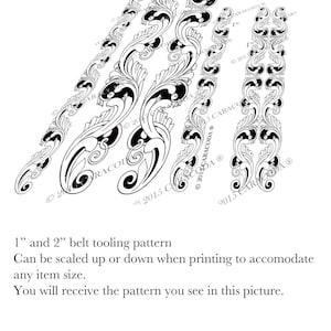 PDF Floral belt tooling pattern, notebook tooling pattern, ornamentation, victorian design, vintage pattern, purse tooling pattern, scroll