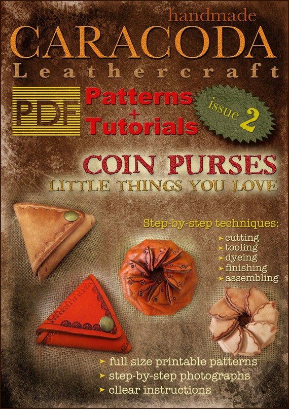 PDF Leather Patterns Templates Pinwheel Coin Purse, Triangle Coin Purse  Caracoda Leathercraft Magazine Issue 2 