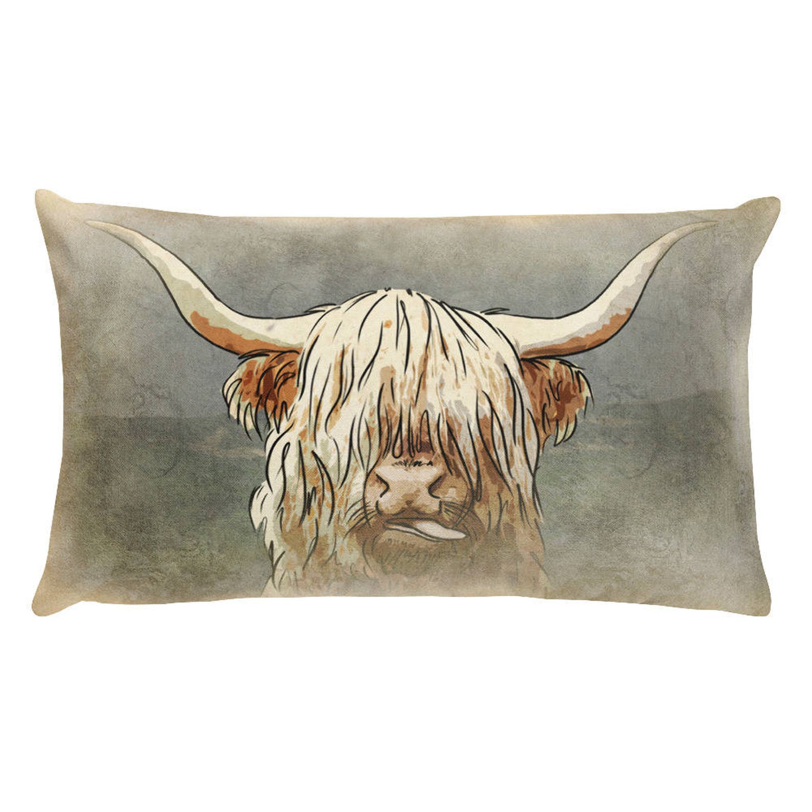 Highland Cow Print Rectangular Pillow Cute Highland Cow | Etsy