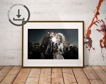 Personalised Zombie Wedding Portrait, Digital Download, Geeky Gift, Custom Portrait, Zombie Wedding, Bridesmaid Gift, Wedding Gift, Best Man