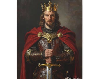 Król Artur | Portret króla średniowiecznego, płótno matowe