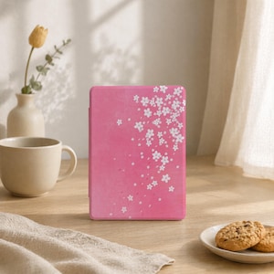 Soft Pink Cherry Blossom Kindle Cover, Spring Sakura E-Reader Case, Minimal Floral Pastel Book Lover Gift, Clean Airy Aesthetic