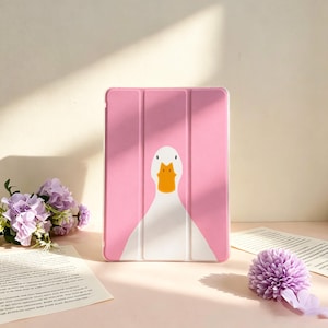 Cute Duck iPad Case iPad 10th/11th Gen,iPad Air M4/M3,iPad Pro,Cartoon E-Reader Cover with Hand Strap,Whimsical Gift for Duck Lovers