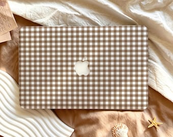 Braune karierte Hülle für MacBook Neo 2026 M5, Retro-karierte Hartschalen-Schutzhülle, Ästhetischer Laptop-Schutz für MacBook Pro Air 13, 14, 15 und 16 Zoll