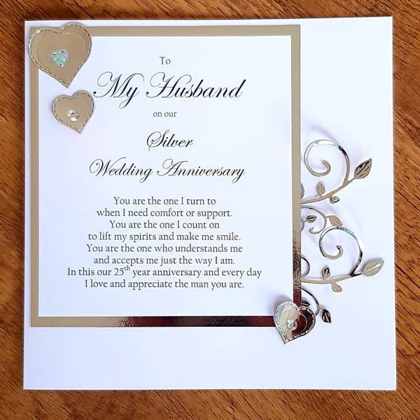 Silver Wedding Anniversary Card For A Husband
