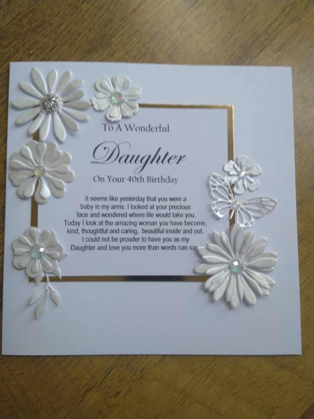 White Cotton Cards – Handgemachte Geburtstagskarte „Wonderful Wife“, 16×16 Cm, Mit Strass & Glitzer