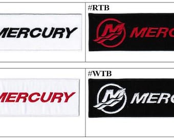 Mercury Marine Fishing Outboards Motor Badge Iron On Embroidered Patch