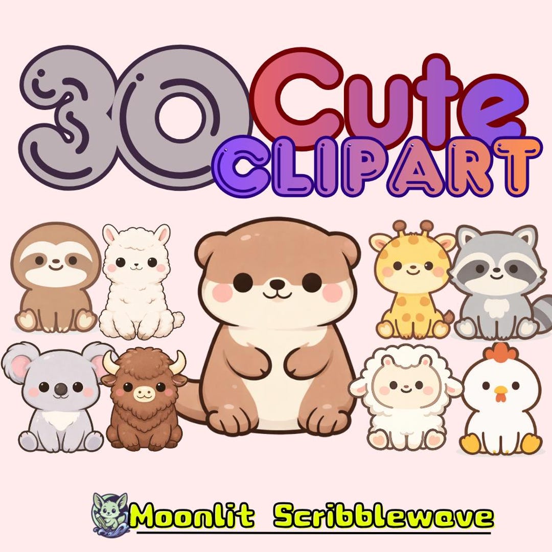 Kawaii Animal Clipart Set | Cute Pastel Animals PNG | Baby Animals ...