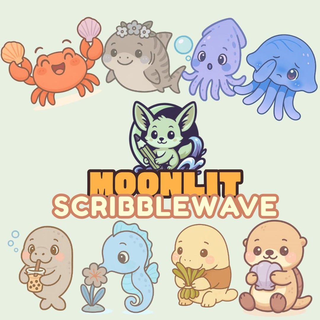 Kawaii Under the Sea Clipart | Pastel Chibi Ocean Animals (30 PNG ...