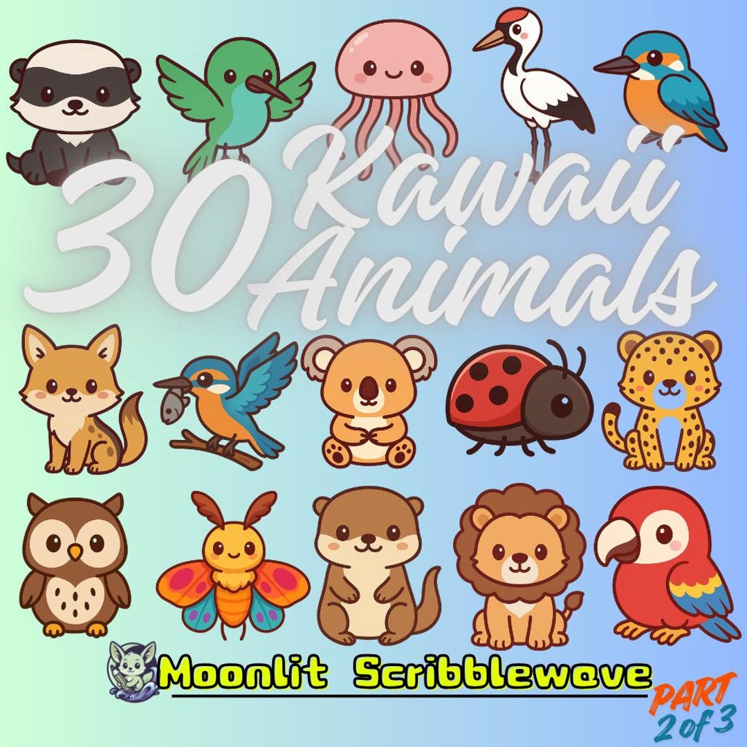 Kawaii Cute Animals Clipart | Pastel Chibi Animals | Print Friendly ...