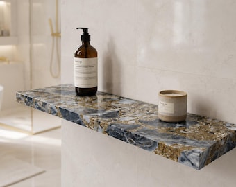 Fusion Quartzite Floating Wall Shelf – Hand Carved Statement Decor for Luxury Bathrooms