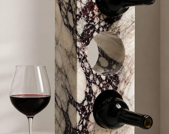 Calacatta Viola Marble Wine Bottle Holder, Luxury Natural Stone Wine Rack