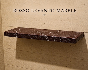 Rosso Levanto Marble Floating Wall Shelf – Statement Natural Stone Decor for Modern Interiors