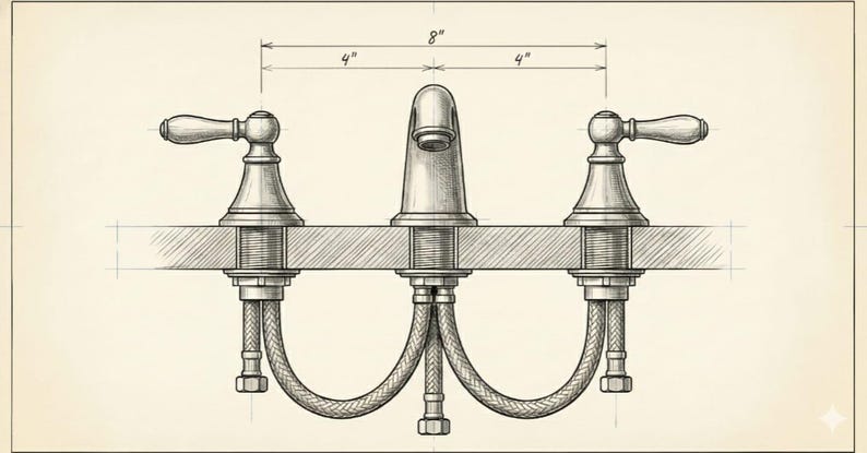 Pu&ograve; includere: Illustrazione tecnica di un rubinetto da bagno con due maniglie e un beccuccio centrale. Il rubinetto &egrave; mostrato con misure che indicano un'estensione di 20 cm. Le maniglie sono a leva.