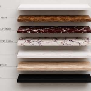 Estantes flotantes de mármol a medida – Decoración de pared con estantes de piedra natural tallados a mano