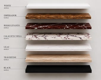 Custom Size Marble Floating Shelves – Hand Carved Natural Stone Wall Shelf Decor