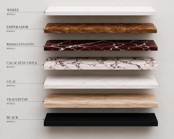 Custom Size Marble Floating Shelves – Hand Carved Natural Stone Wall Shelf Decor